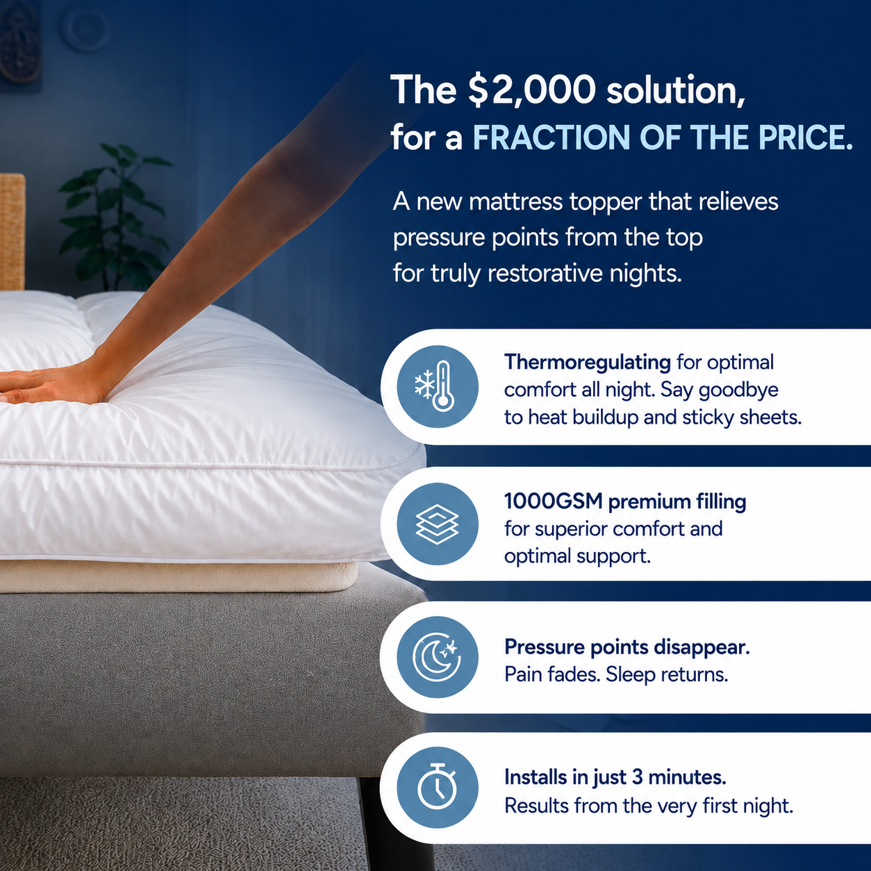 Cocoon™ 1000GSM Quilted Luxury Mattress Topper