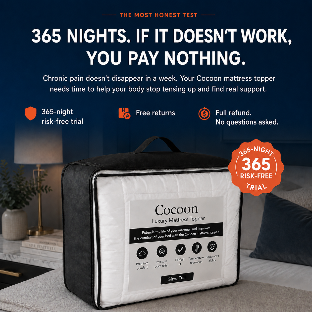 Cocoon™ 1000GSM Quilted Luxury Mattress Topper
